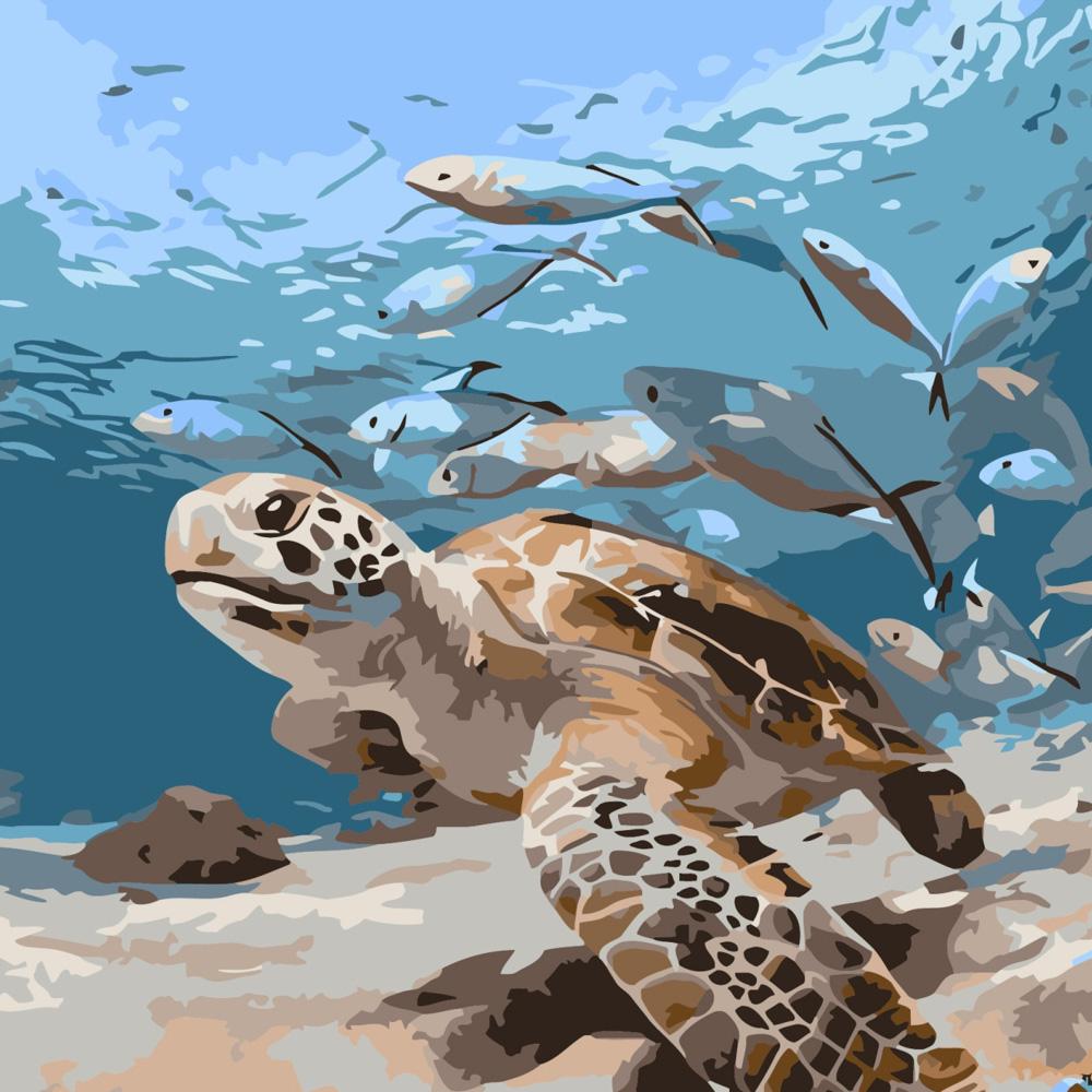 Картина по номерам Strateg Премиум Подводный мир 40х40 см (SK014)