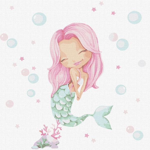 Картина по номерам Идейка Супергерои Розовая русалочка 30х30 см в термопакете (КНО2382-mt)