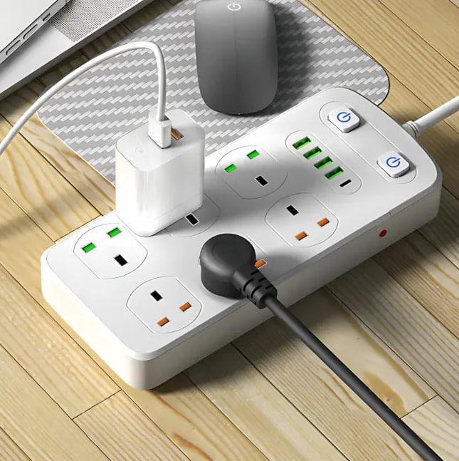 Удлинитель сетевой AR-CP05 6 розеток 4USB Type-C 2 м Белый (021675) - фото 3 Удлинитель сетевой AR-CP05 6 розеток 4USB Type-C 2 м Белый (021675) - фото 3