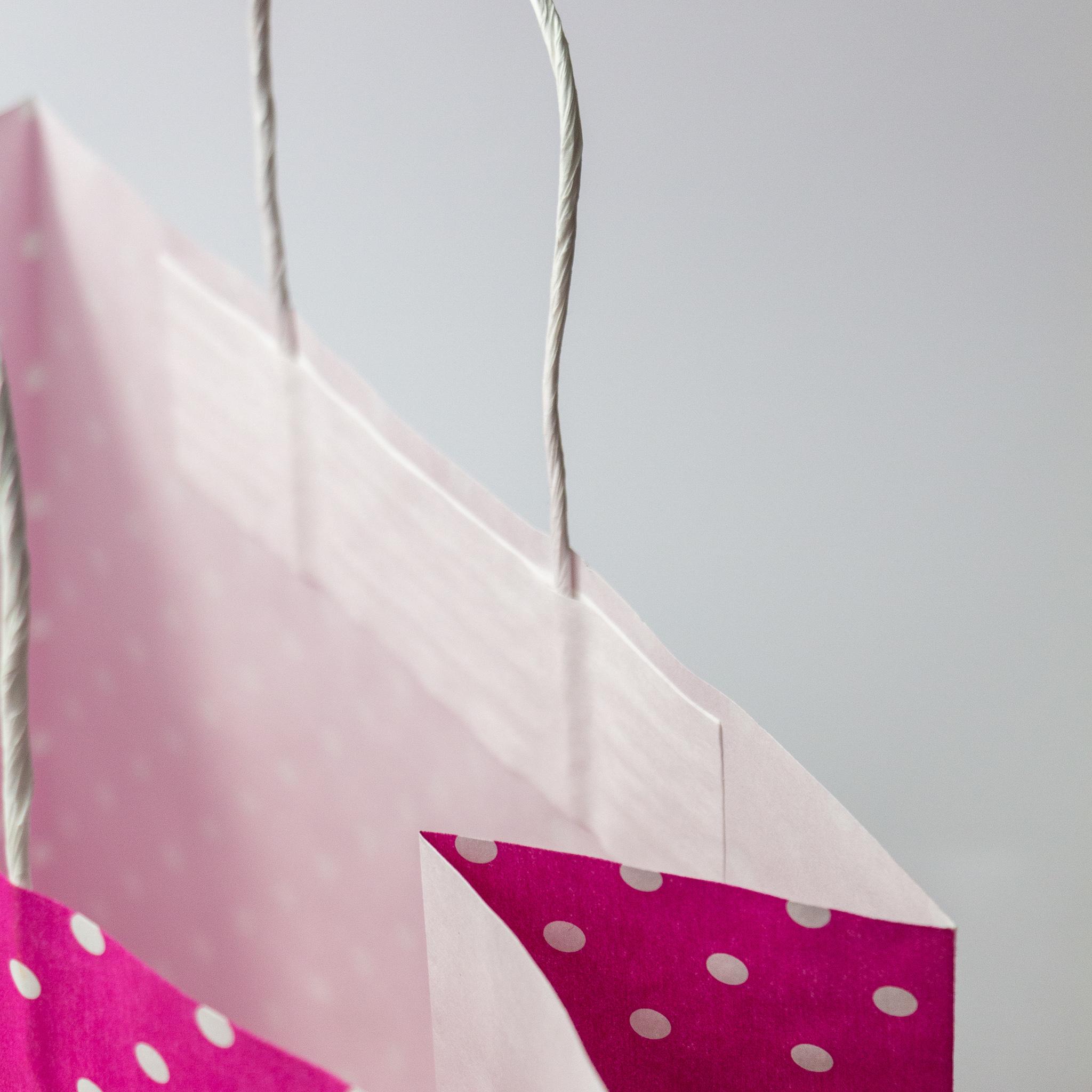 Пакет бумажный с кручеными ручками Eko-kraft 260х150х350 мм 50 шт. Розовый - фото 3