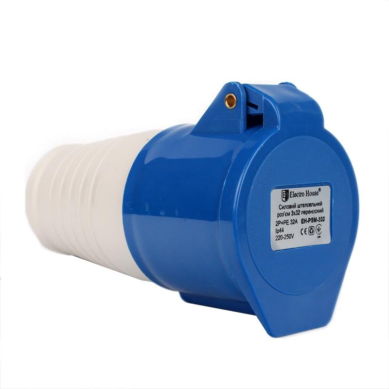 Силовий роз'єм штепсельний переносний 3x32 2P+PE 32 A 220-250 В IP44 (EH-PSM-332) Силовий роз'єм штепсельний переносний 3x32 2P+PE 32 A 220-250 В IP44 (EH-PSM-332)