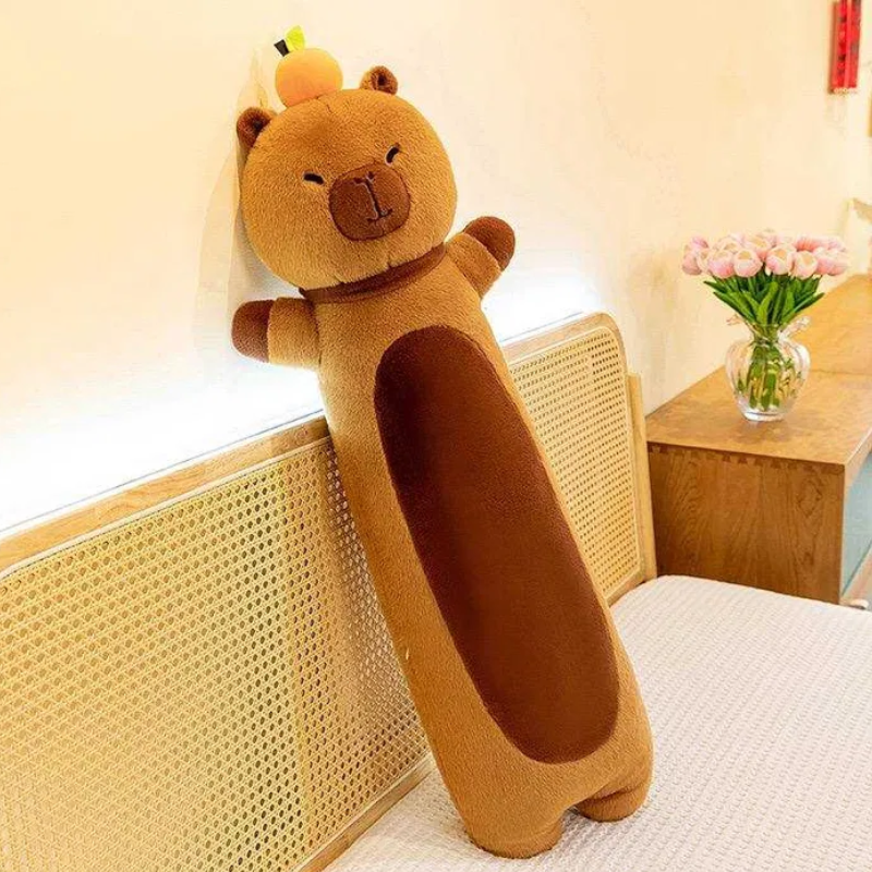 Мягкая игрушка-подушка плюшевая Капибара Батон с мандаринкой 92 см (2564882678)