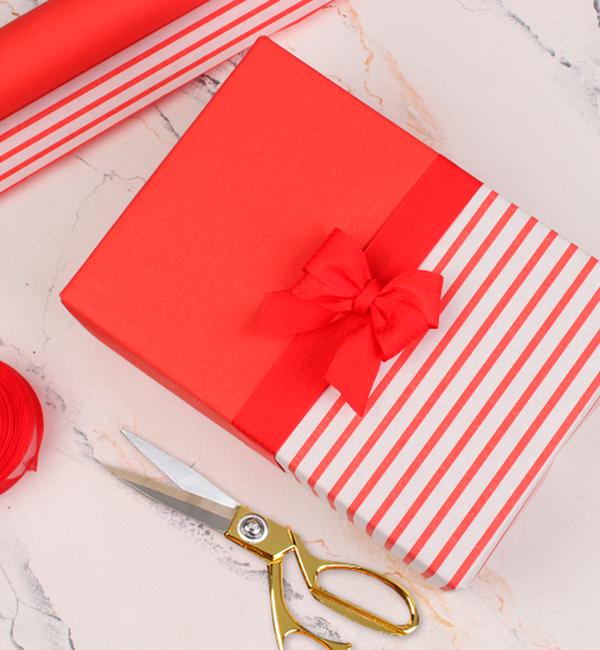 Подарочная бумага для упаковки Полоски 70 см/8 м Красно-белый (31064376)