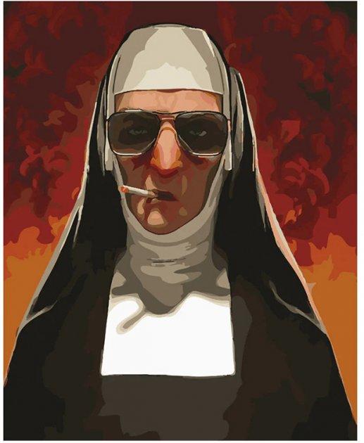 Картина по номерам Strateg Монахиня под прикрытием с лаком и уровнем 40x50 см (SY6040)