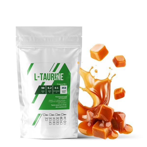Аміносульфонова кислота L-Taurin Карамель в порошку на 66 порцій 200 г (21-125-tau-k200) Аміносульфонова кислота L-Taurin Карамель в порошку на 66 порцій 200 г (21-125-tau-k200)