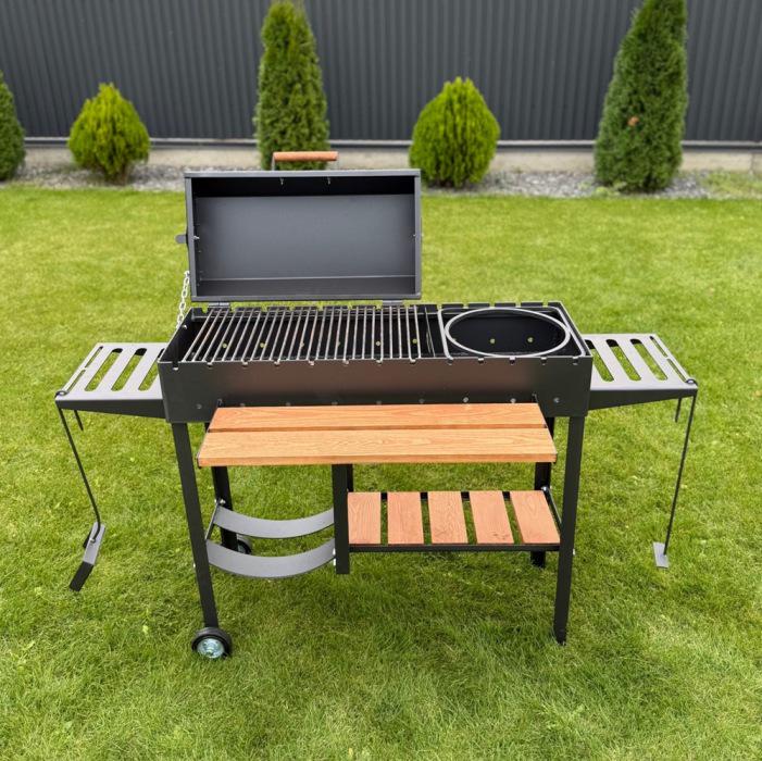 Мангал-барбекю посилений з кришкою та дровницею на 13 шампурів 5 мм (413)