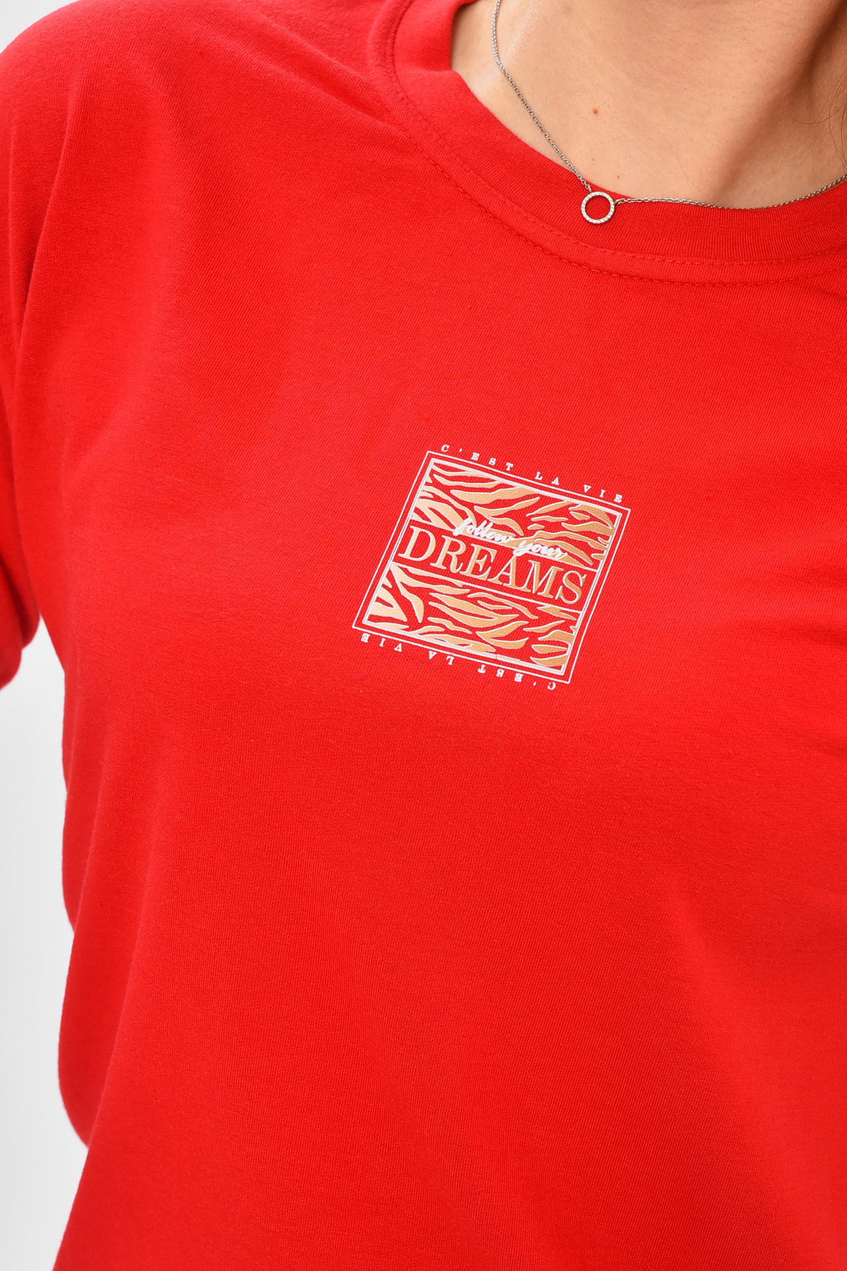 Кофта жіноча 205121 однотонна з принтом S-M Червоний (205121_!328731_42-44) - фото 4 Кофта жіноча 205121 однотонна з принтом S-M Червоний (205121_!328731_42-44) - фото 4