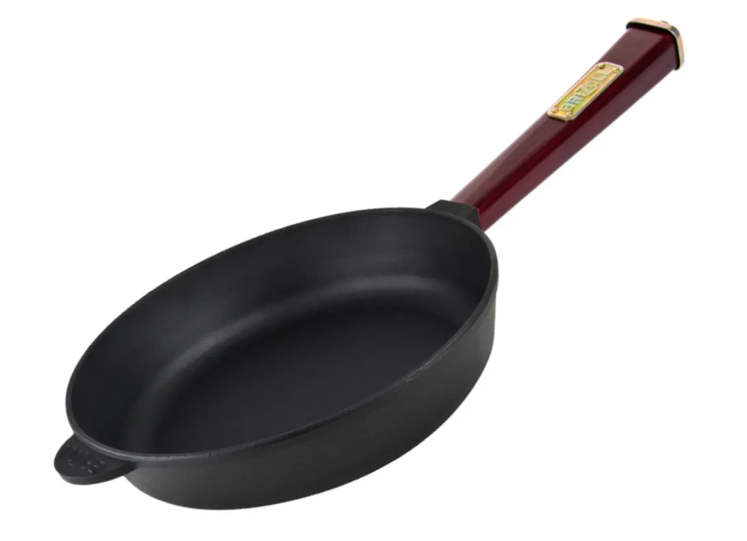 Сковорода чугунная Brizoll Optima с деревянной ручкой Bordo 280х60 мм