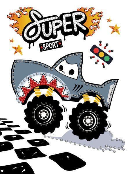 Алмазная мозаика с частичной выкладкой Ideyka Машина-акула 15х20 см (Id-AMV1230)