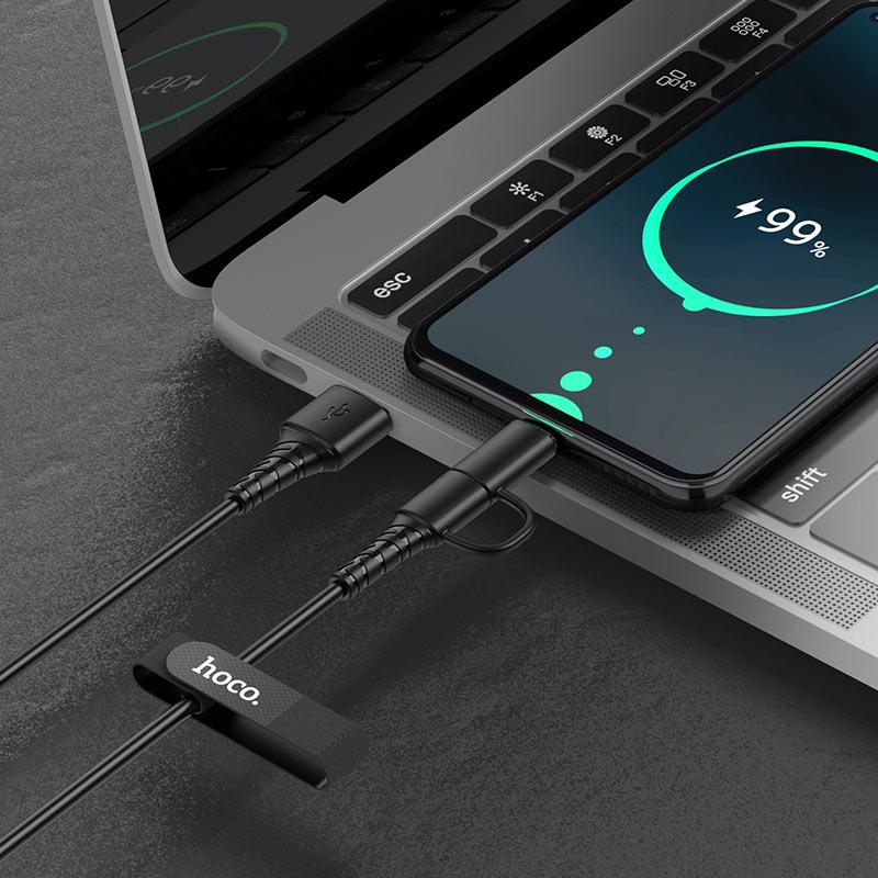 Кабель Hoco X54 Cool dual 2in1 charging data cable Micro/Type-C Black - фото 2