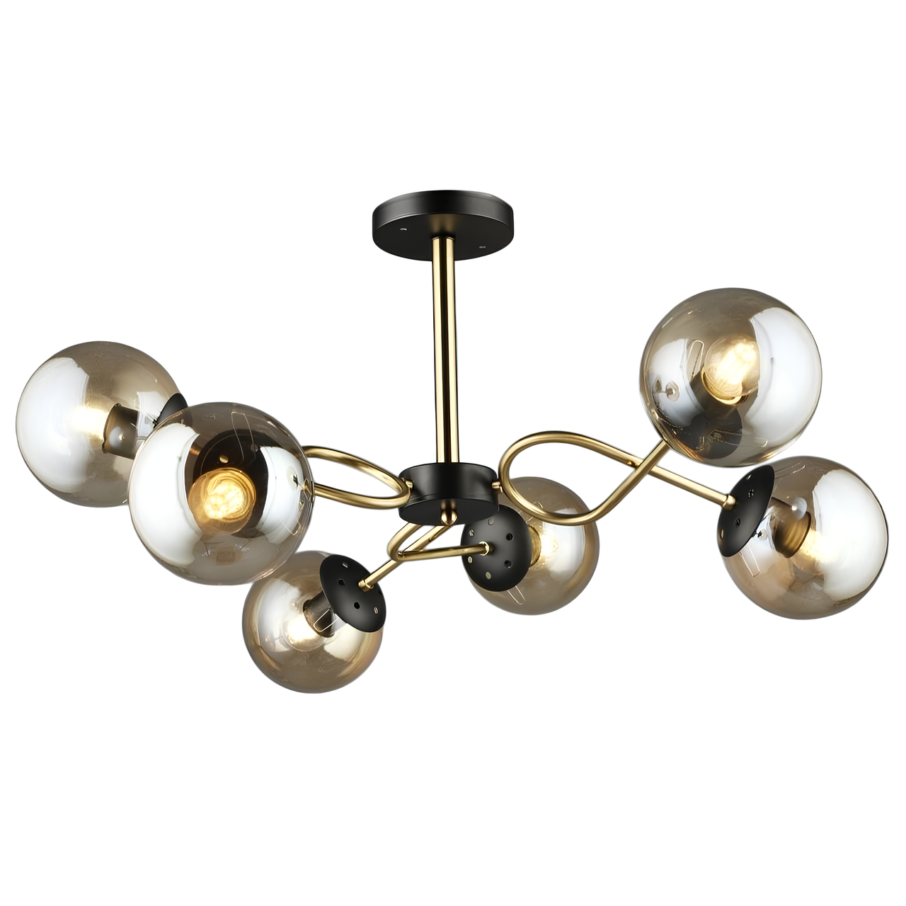 Люстра Valeso на шесть сферических плафонов под лампы Е27 Черный/Медный (A4419/6)