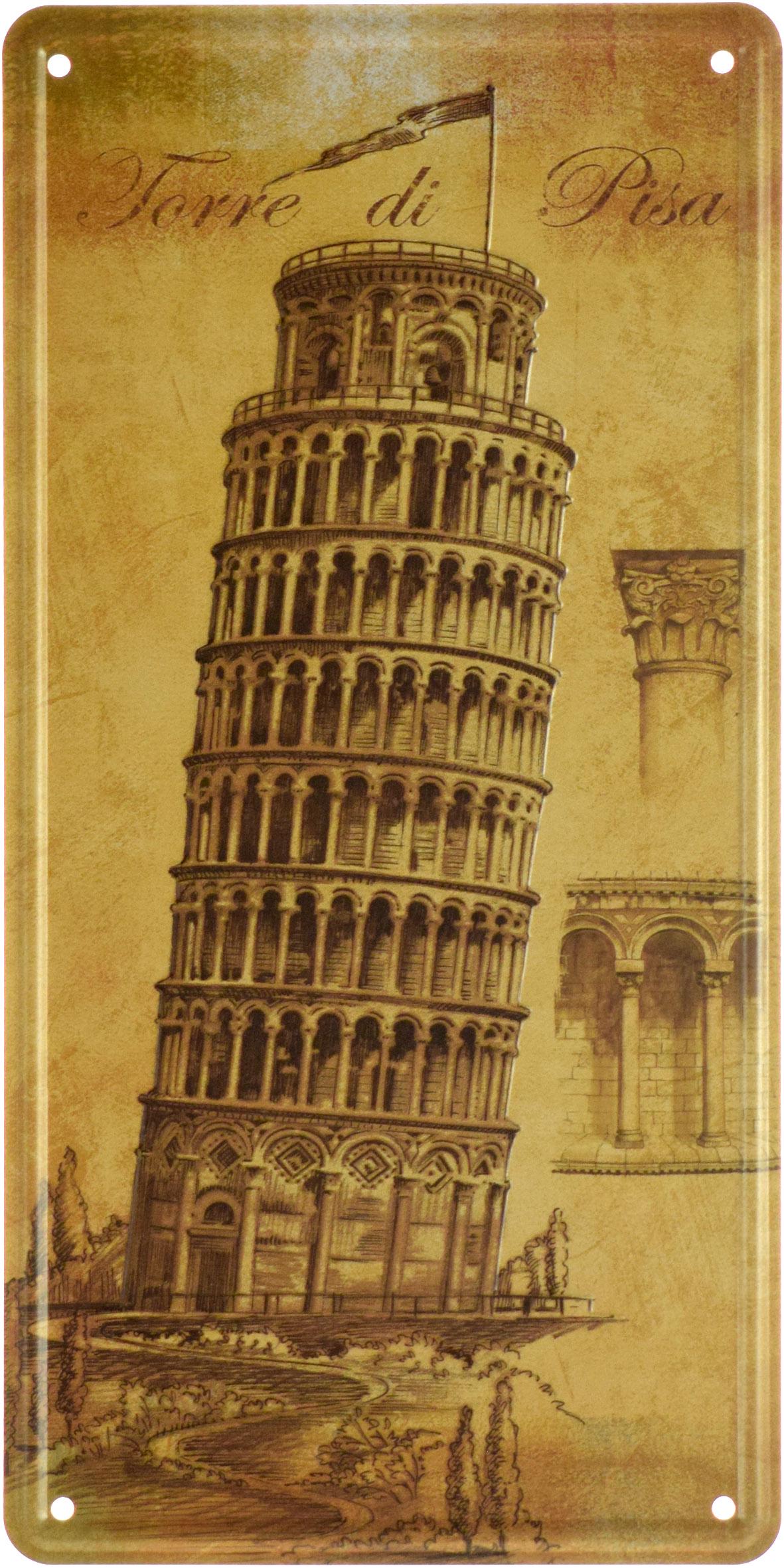 Табличка металева Пізанська Вежа/Torre di Pisa 15x30 см