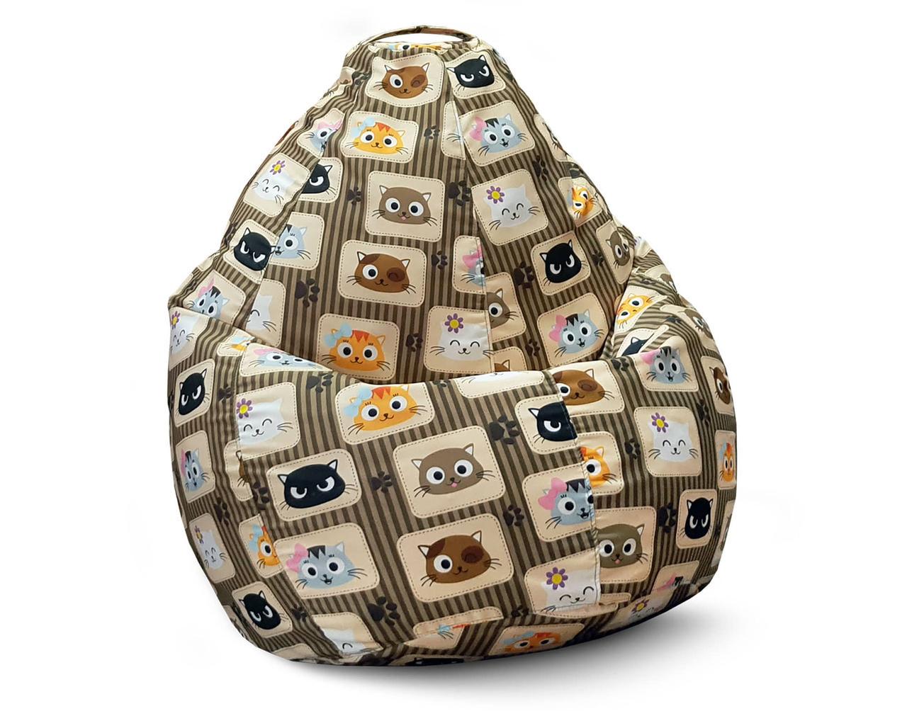 Крісло мішок iPuff Cats Флок XXXL 100х135 см