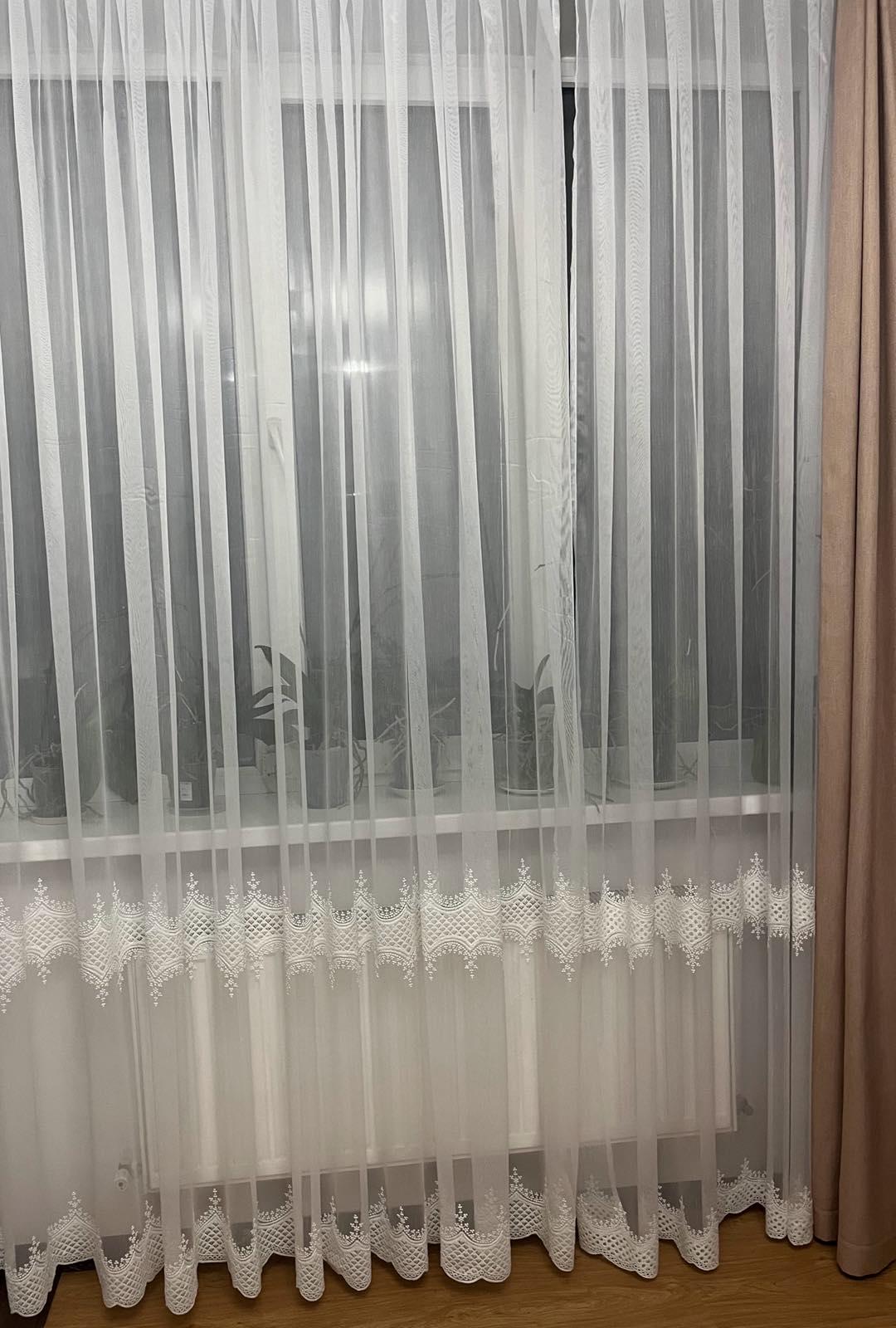 Тюль бамбук с вышивкой по низу 3х2,6 м 1 шт. Молочный (2969)