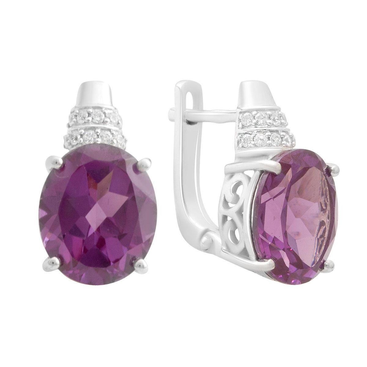 Серьги серебряные с овальными вставками александрита Серьги серебряные с овальными вставками александрита