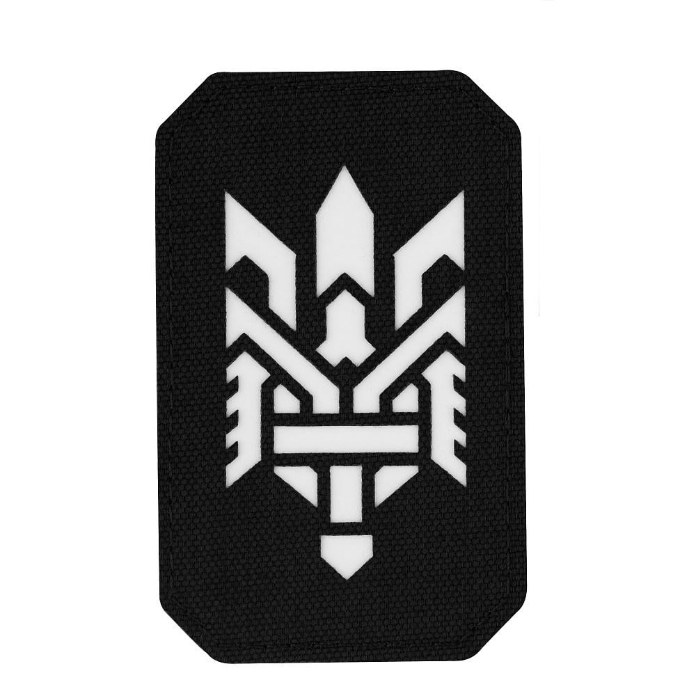 Нашивка M-Tac Тризуб стилизация Laser Cut вертикальная Black/Grey