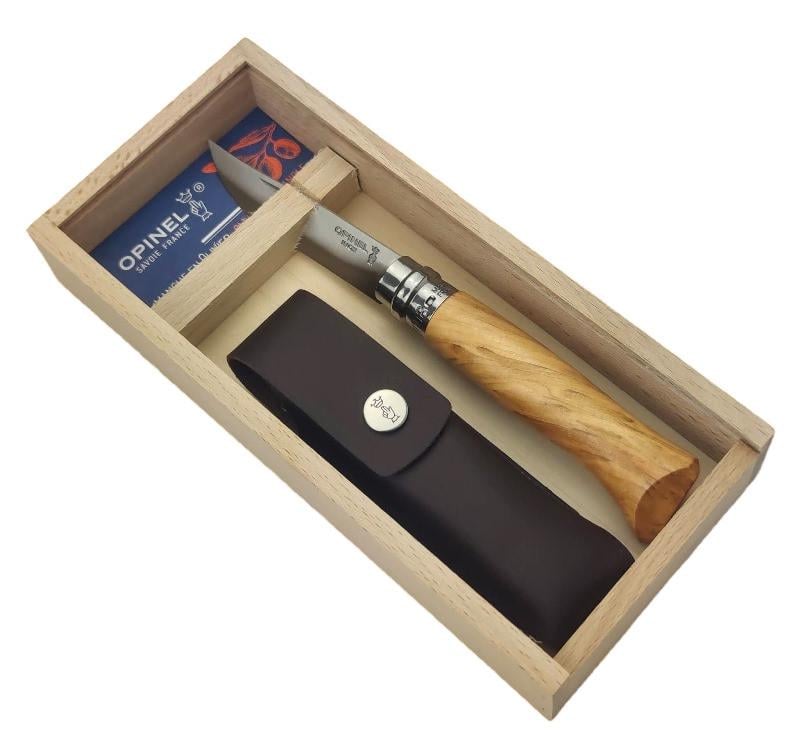 Нож складной Opinel №8 с двухсторонней заточкой Viroblock 56-58 HRC нержавеющая сталь 12C27 Sandvik в подарочном футляре 80 мм (2359470630)