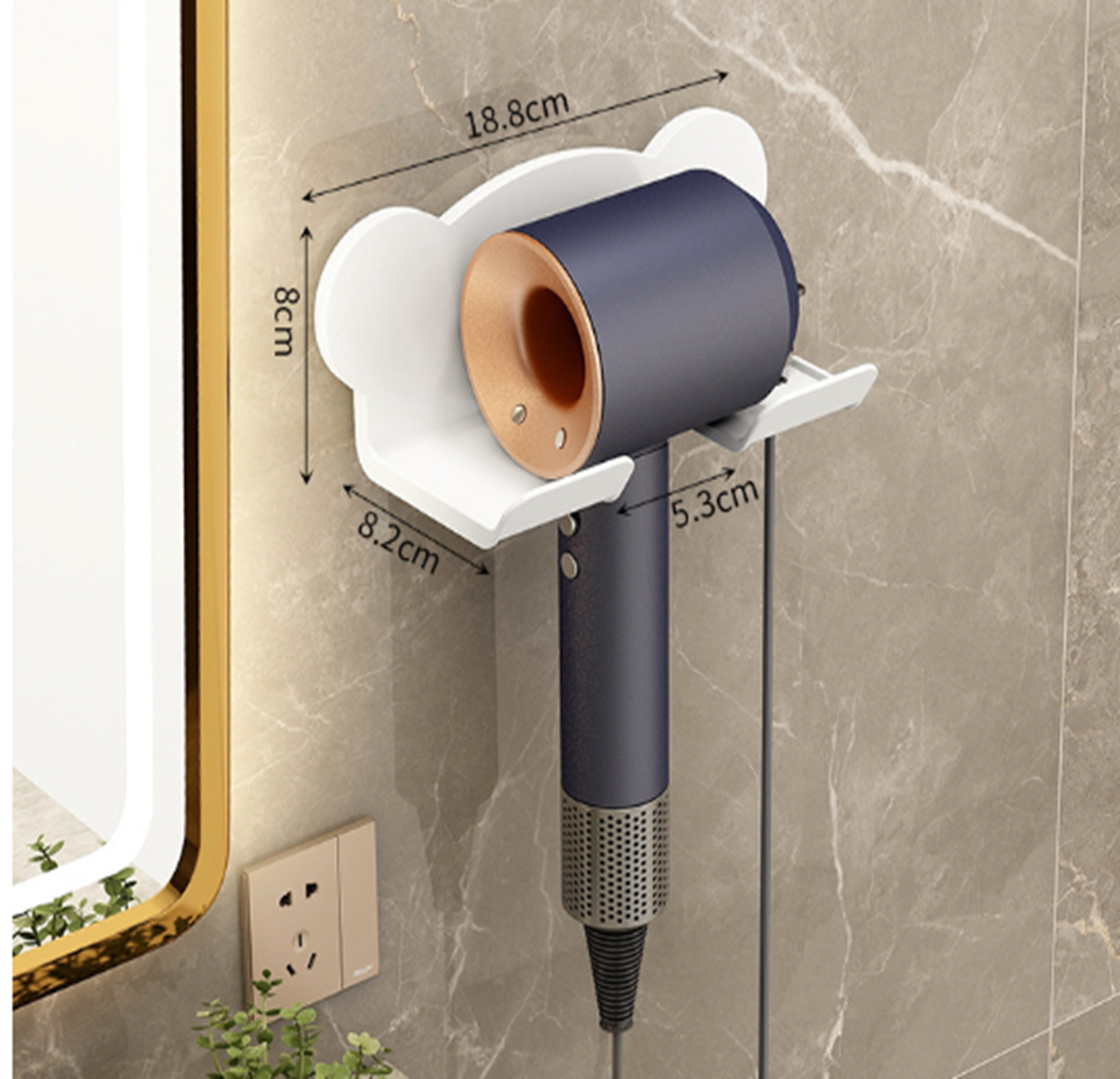 Держатель настенный для фена из пластика 18,8х8,2х8 см Белый - фото 4 Держатель настенный для фена из пластика 18,8х8,2х8 см Белый - фото 4