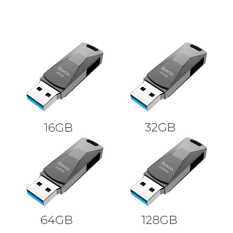 Флеш-накопитель Hoco 64 Gb UD5 USB 3,0 повышенная скорость Металлик - фото 6