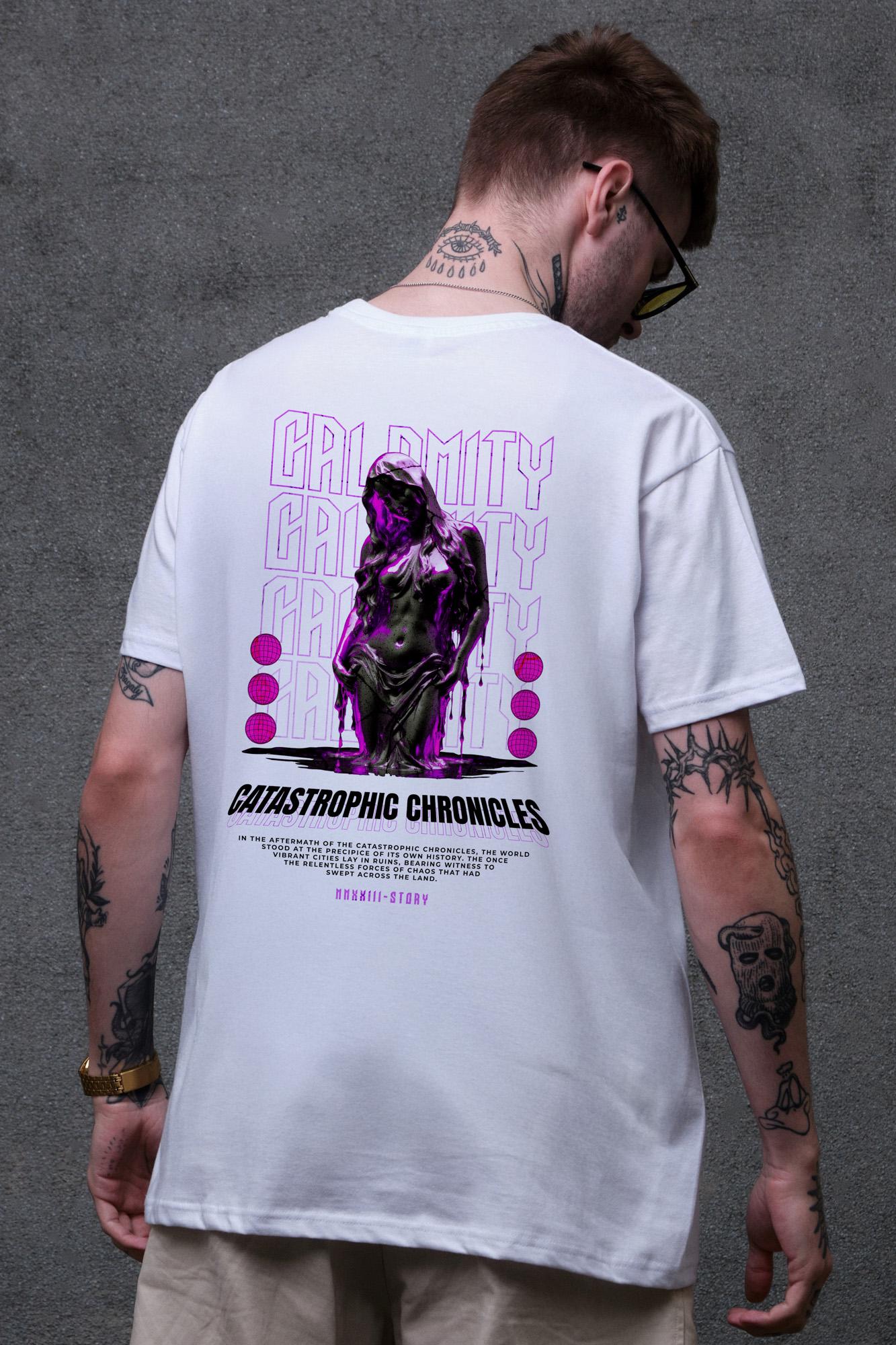 Футболка чоловіча Without з принтом Calomity оверсайз S/M White (S8049448) Футболка чоловіча Without з принтом Calomity оверсайз S/M White (S8049448)