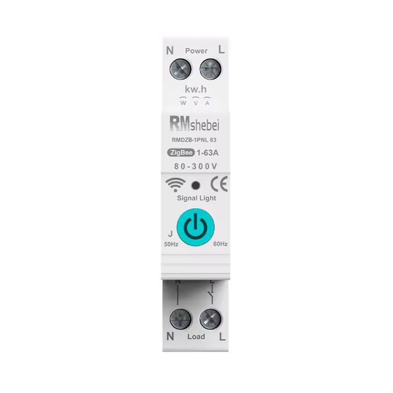 Выключатель умный ZigBee RMshebei со счетчиками/таймером 1P+N 63A 230V Smart Life/Tuya (RMDZB-1PNL 63J)