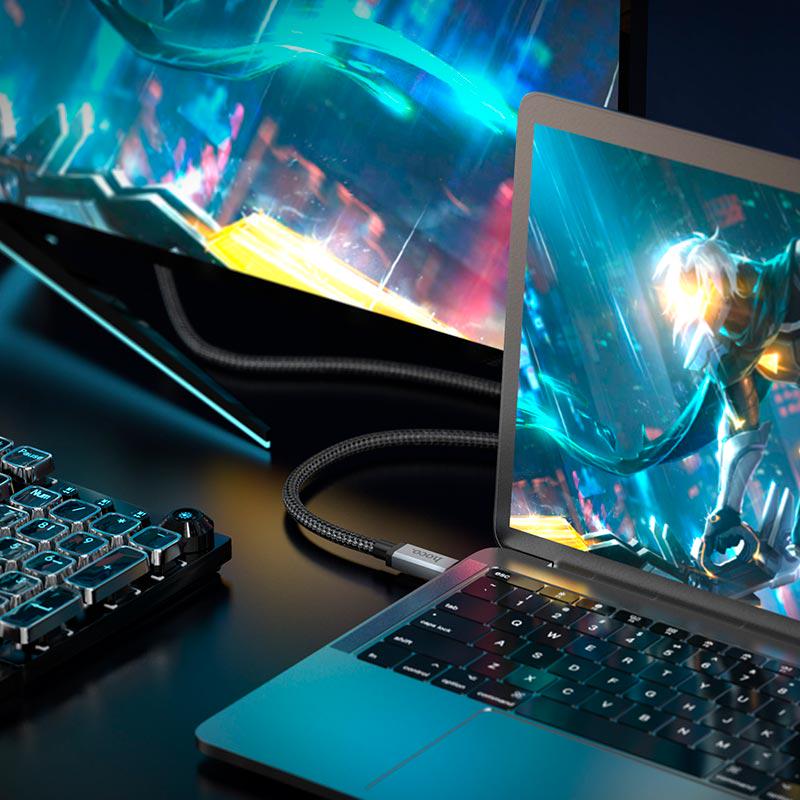 Кабель Hoco US06 Type-c to Type-C USB3.2 20GBPS 100 W 4K HD 2 м Grey/Black (594486) - фото 4 Кабель Hoco US06 Type-c to Type-C USB3.2 20GBPS 100 W 4K HD 2 м Grey/Black (594486) - фото 4