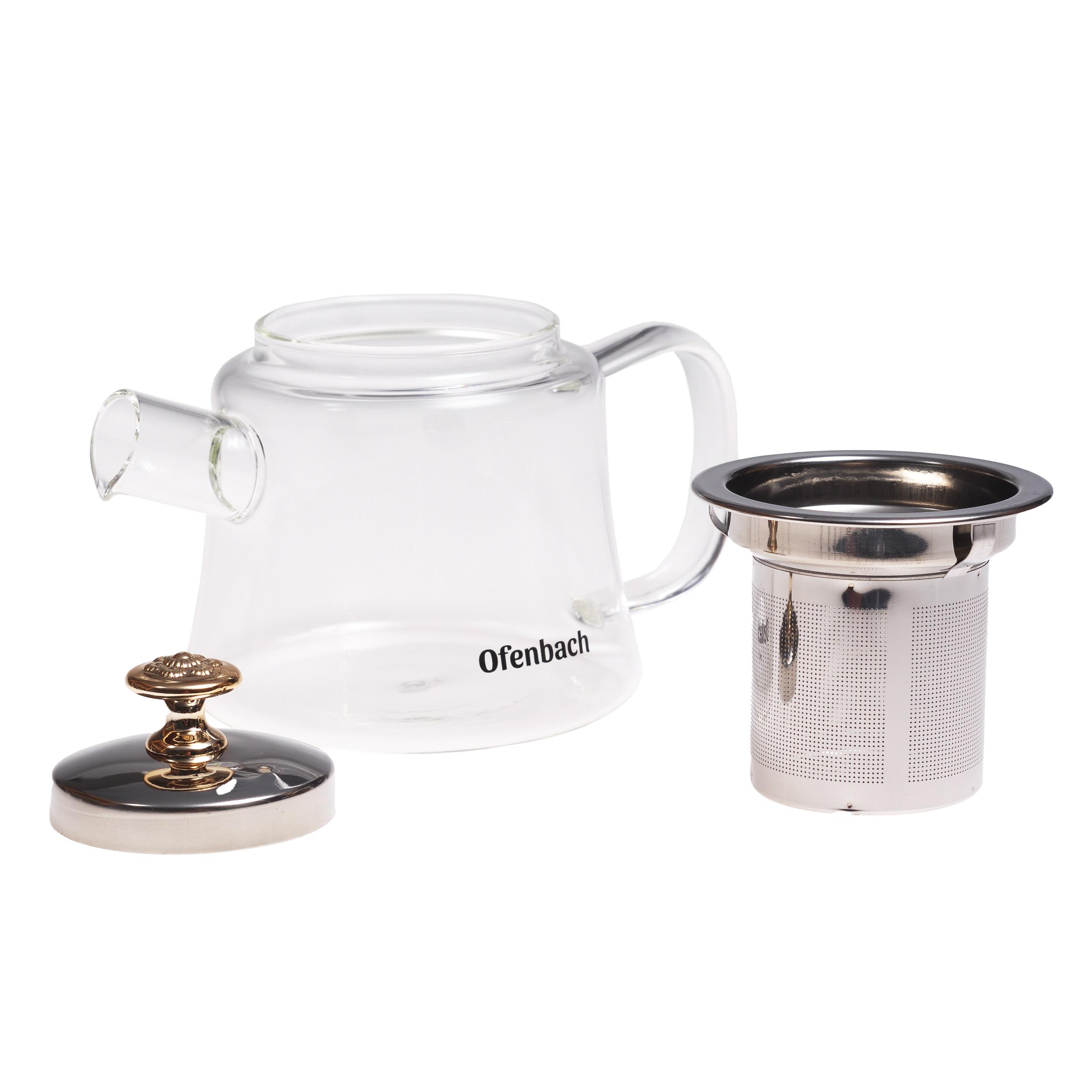 Заварочный чайник со съемным ситечком Ofenbach KM-100617S из термостойкого стекла 480 мл Прозрачный (150-84-100617S) - фото 4 Заварочный чайник со съемным ситечком Ofenbach KM-100617S из термостойкого стекла 480 мл Прозрачный (150-84-100617S) - фото 4