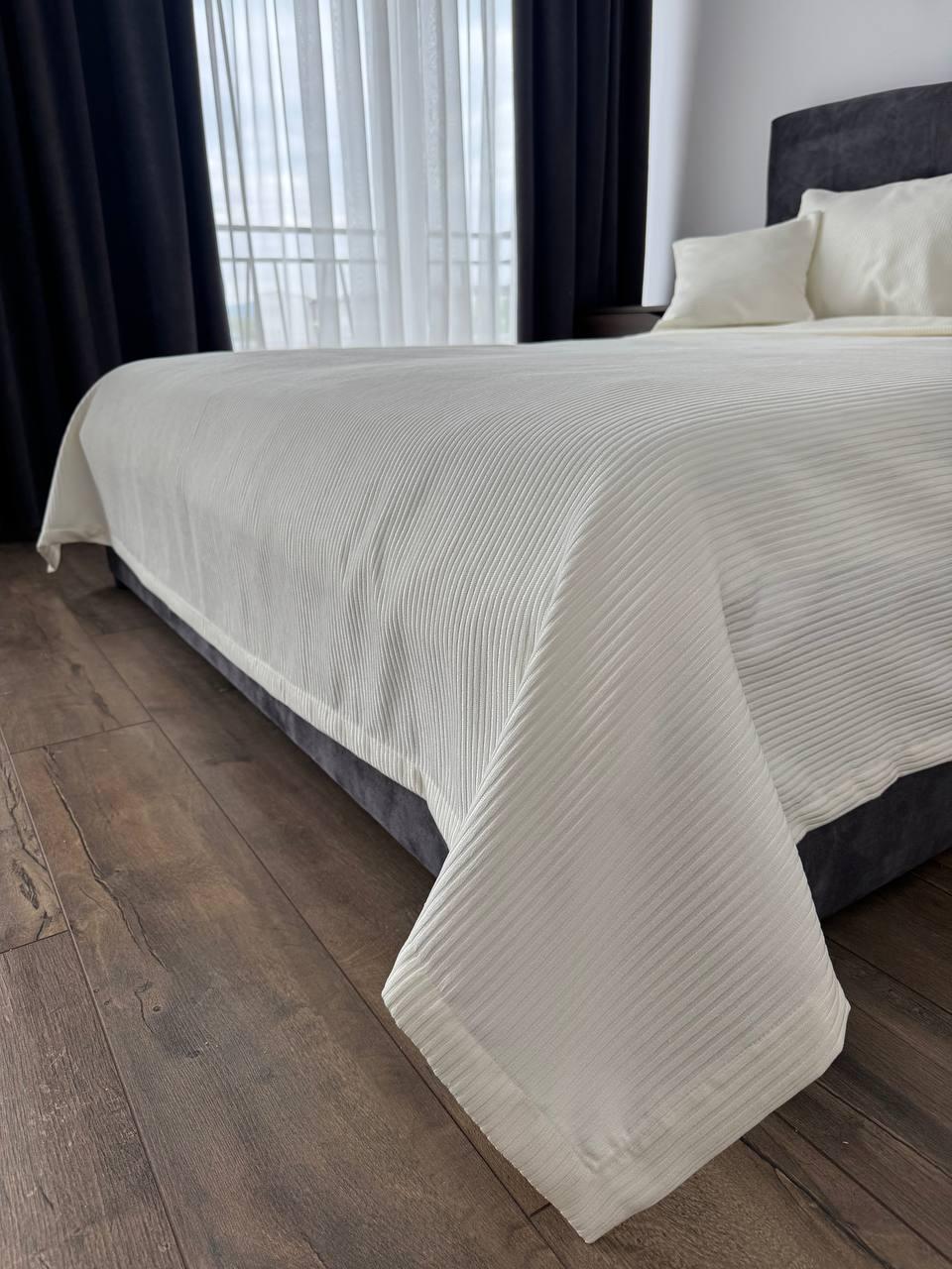 Покрывало с премиальными полосками хлопок 260х250 см Молочный (73901-2-260x250cm) - фото 4 Покрывало с премиальными полосками хлопок 260х250 см Молочный (73901-2-260x250cm) - фото 4