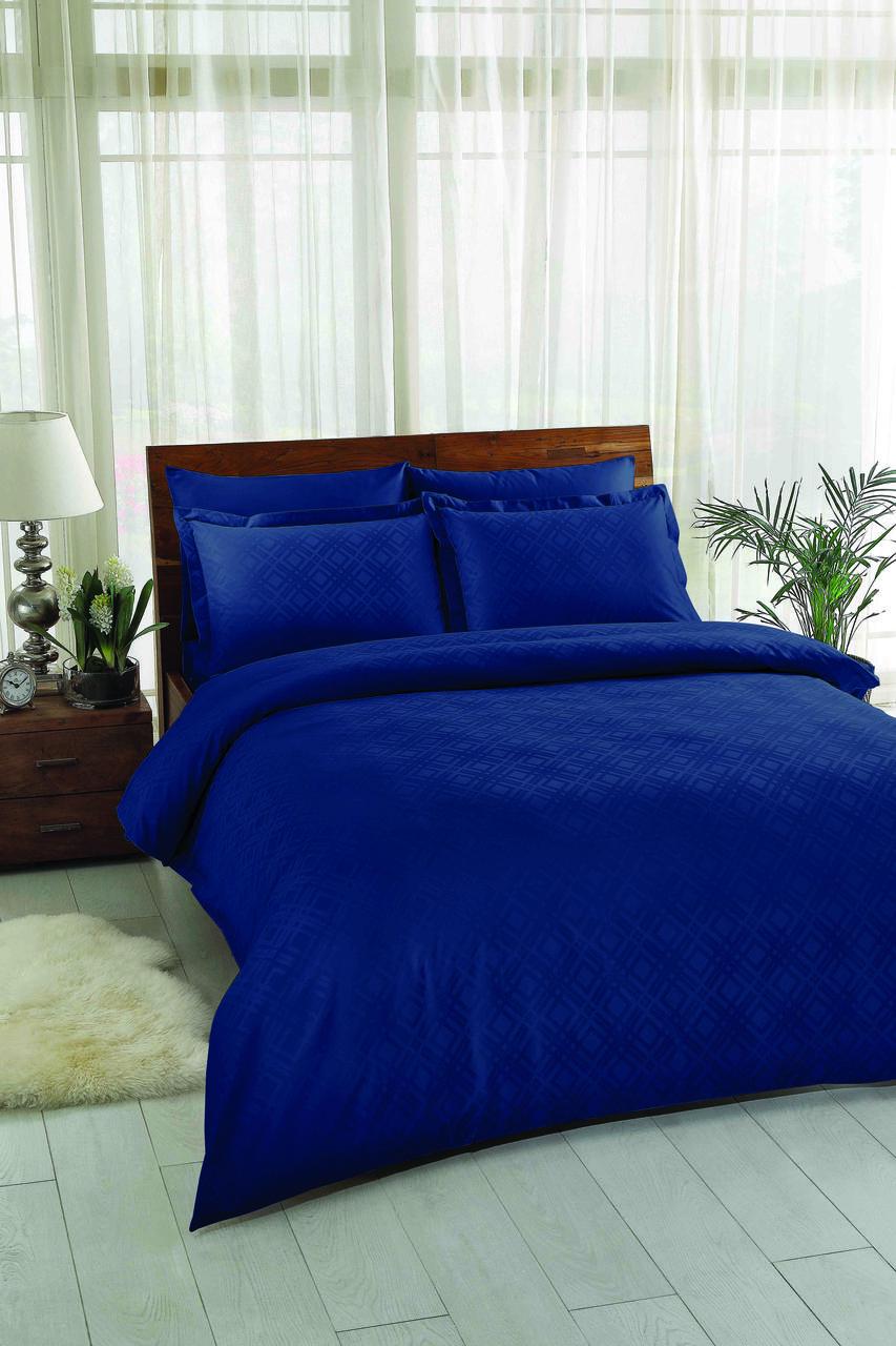 Постельное белье TАС жаккард Vision lacivert евро Синий (svt-2000022223225)