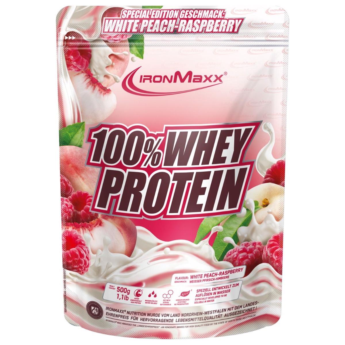 Протеин Ironmaxx 100% Whey 500 г Белый персик-малина (3374V15103)