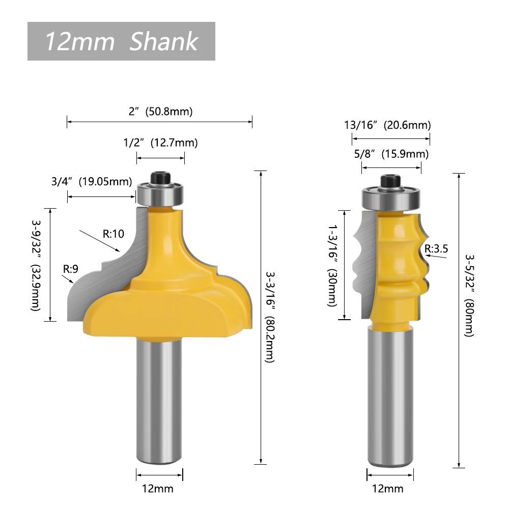 Кромочные фрезы по дереву фигурные с подшипником хвостовик 12 мм 2 шт. (F590) - фото 2 Кромочные фрезы по дереву фигурные с подшипником хвостовик 12 мм 2 шт. (F590) - фото 2