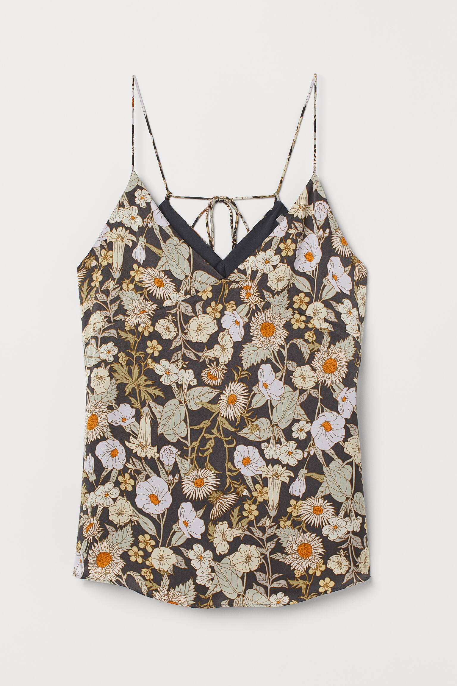 Майка H&M Квіти XS Чорно-бежевий (S2406984971)