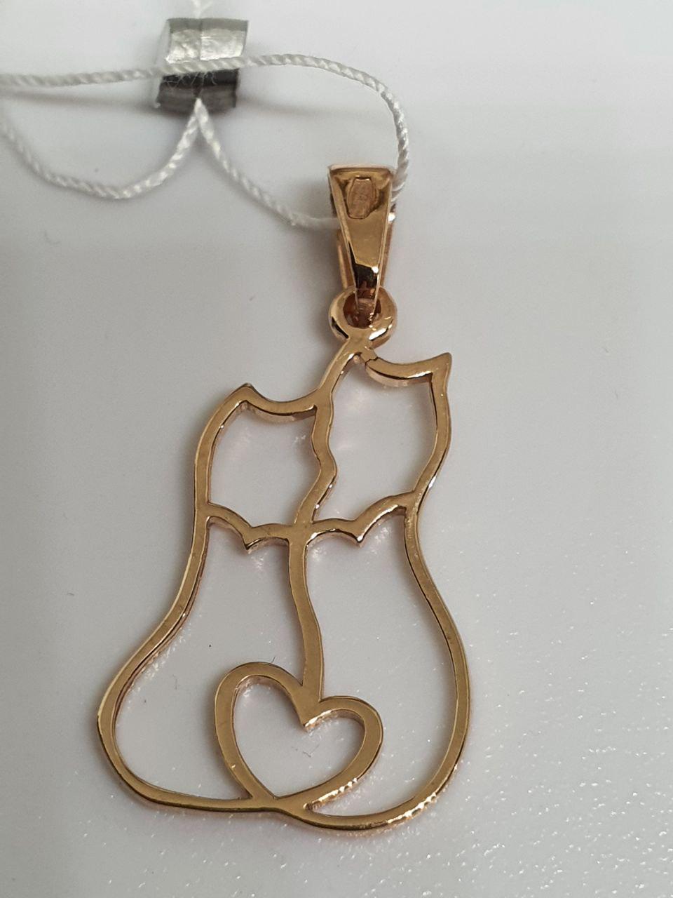 Срібний кулон підвіска Пара закоханих котиків позолота (2413812726) - фото 2 Срібний кулон підвіска Пара закоханих котиків позолота (2413812726) - фото 2