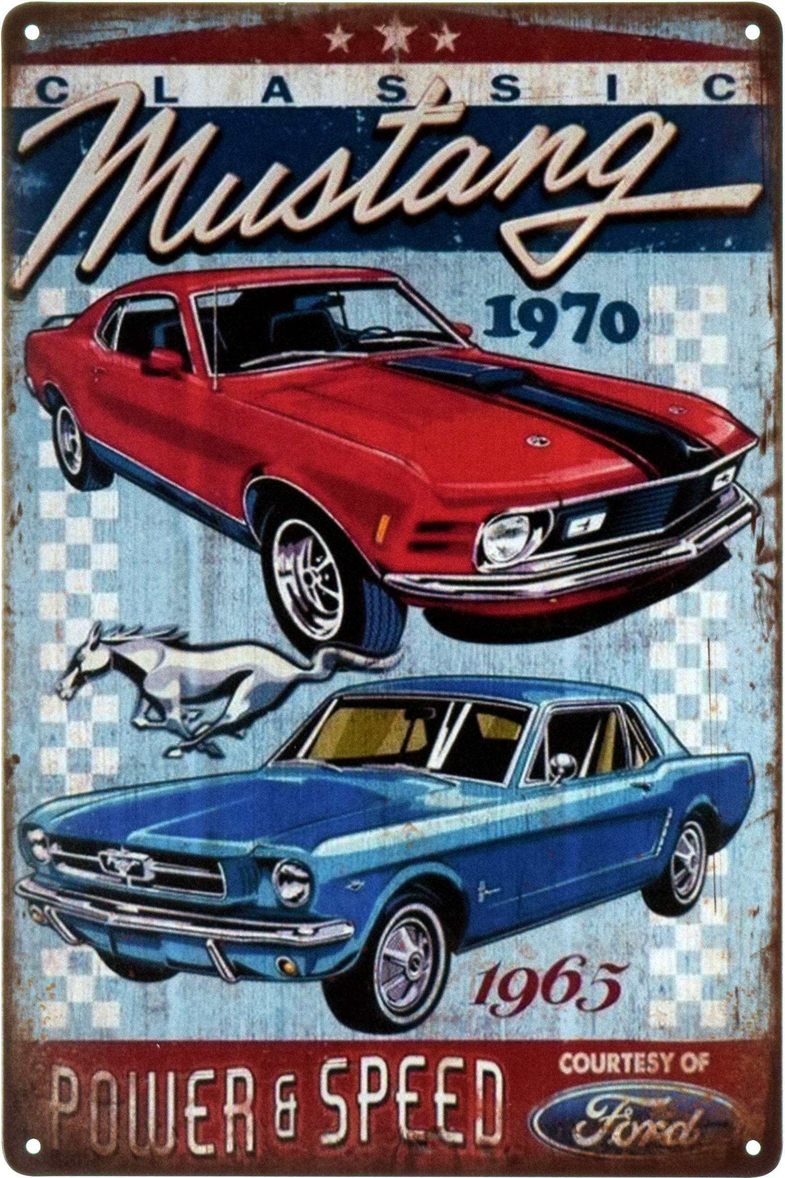 Табличка металлическая Ford Mustang Classic Power & Speed 20x30 см