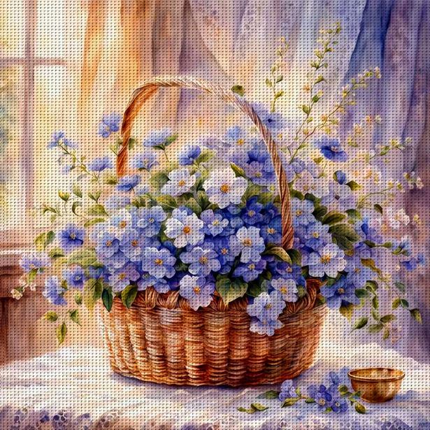 Набор для вышивки крестом JOZYSH Цветочная корзина 14CT канва Аида с нанесенным рисунком 40х40 см (2939599371)