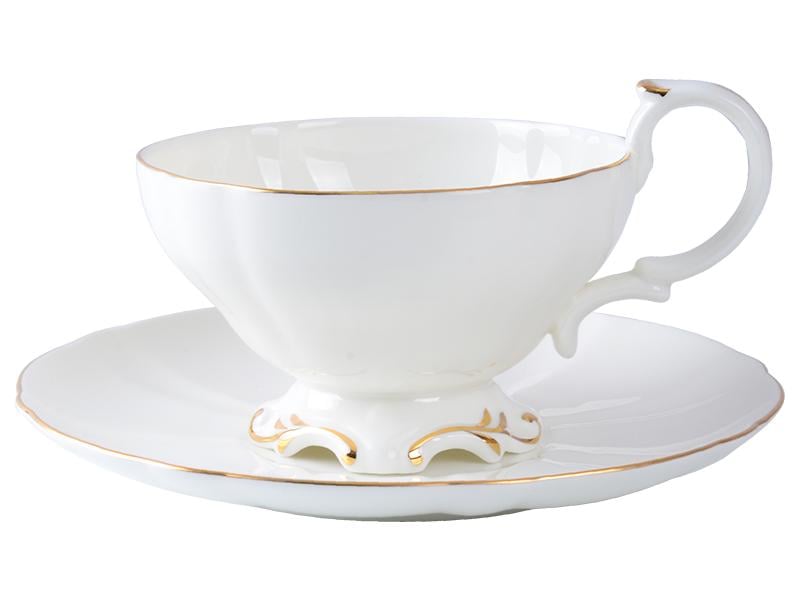 Чашка чайна Lefard Королівський порцелянова з блюдцем 200 мл Білий (264-649-1)