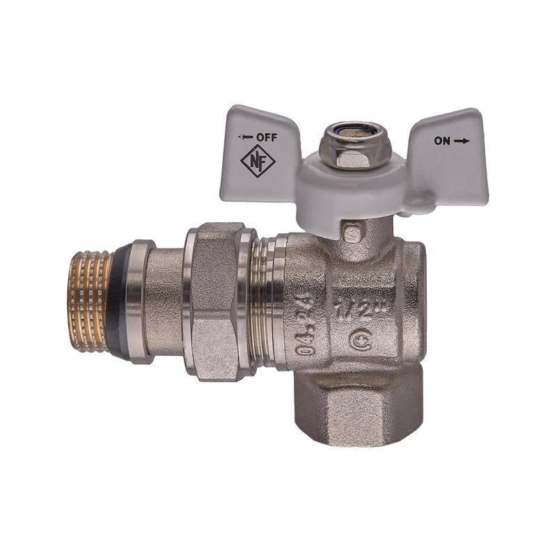 Кран шаровой с американкой Nolf Classic NFC.983-06-1/2" FM ГШМ В/С угловой антитечка ручка бабочка латунь Серый (OL-NF3162)