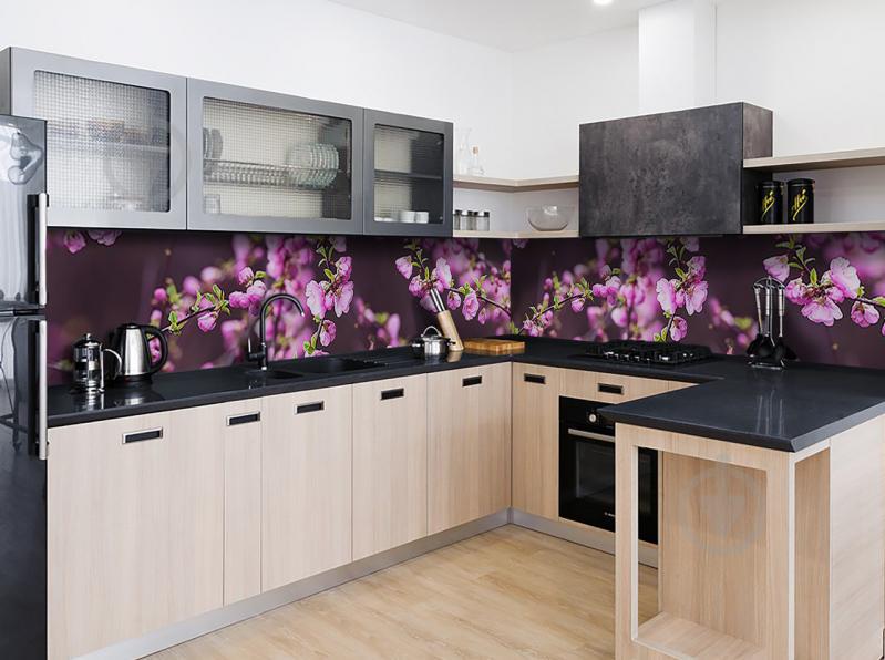 Наклейка виниловая кухонный фартук  Zatarga  "Цветущие ветки 3Д"  650х2500 мм