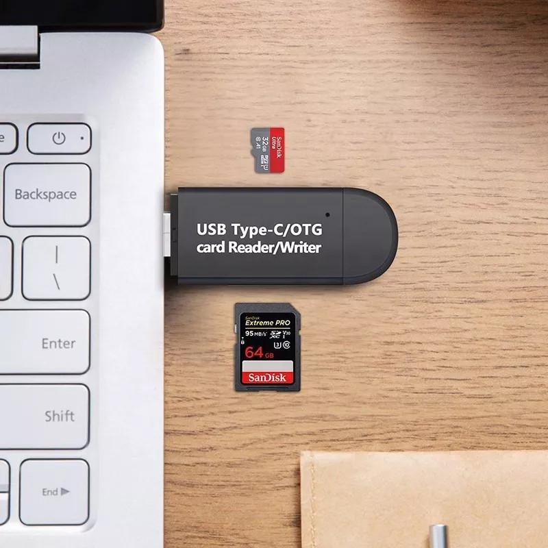 Кардрідер U&P USB Type-C-USB 3.0-microSD/SD OTG Black (SSE-U12-BK) - фото 4