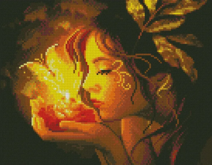 Алмазная мозаика Strateg Девушка огня 30x40 см (HX306)