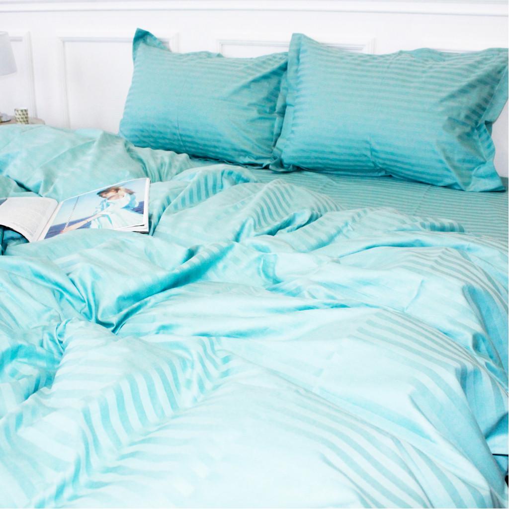 Комплект постельного белья MirSon Satin-Stripe 30-0015 220х240 см King Size Green Wave (2200005253267)