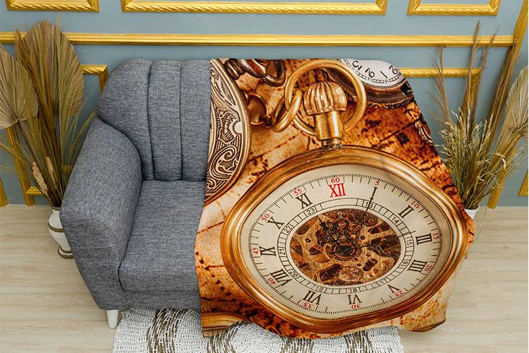 Плед PromoZP Старинные часы плюш двухслойный 135х150 см (102413-1)