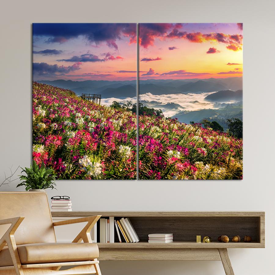 Картина Цветы Клеома колючая на склоне горы 71x51 см (1944-2)