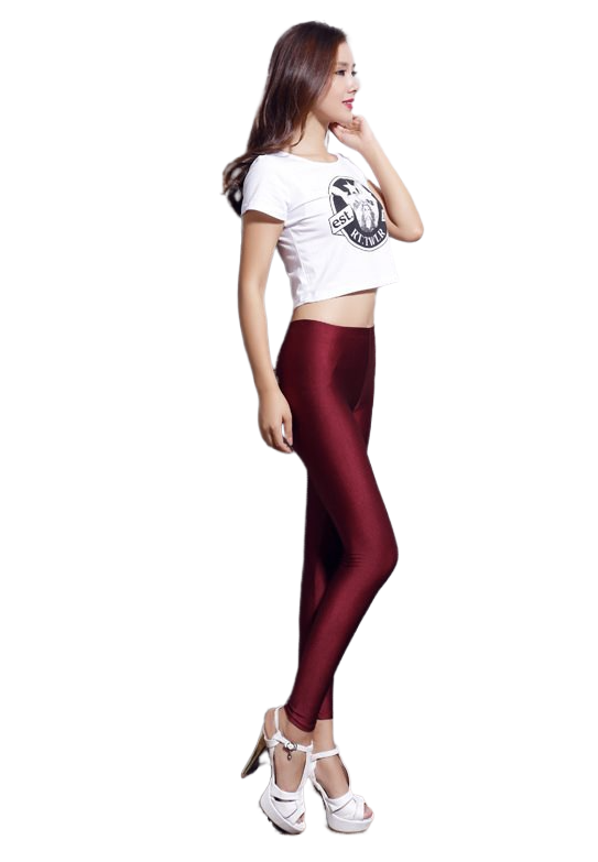 Лосины блестящие женские one size Бордовый (29351)
