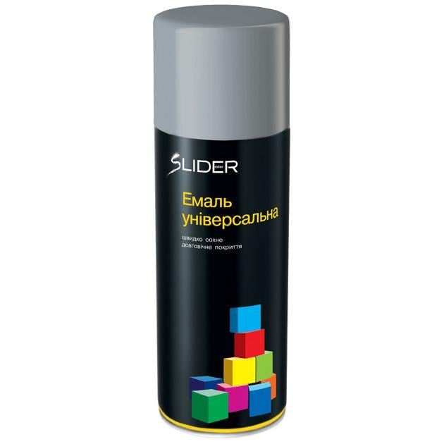 Емаль універсальна аерозоль SLIDER Color глянсова 400 мл Сірий RAL 7046 Емаль універсальна аерозоль SLIDER Color глянсова 400 мл Сірий RAL 7046