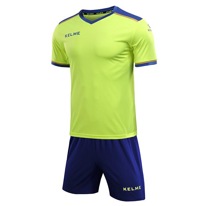 Комплект футбольной формы Kelme Segovia к/р S Салатовый/Синий