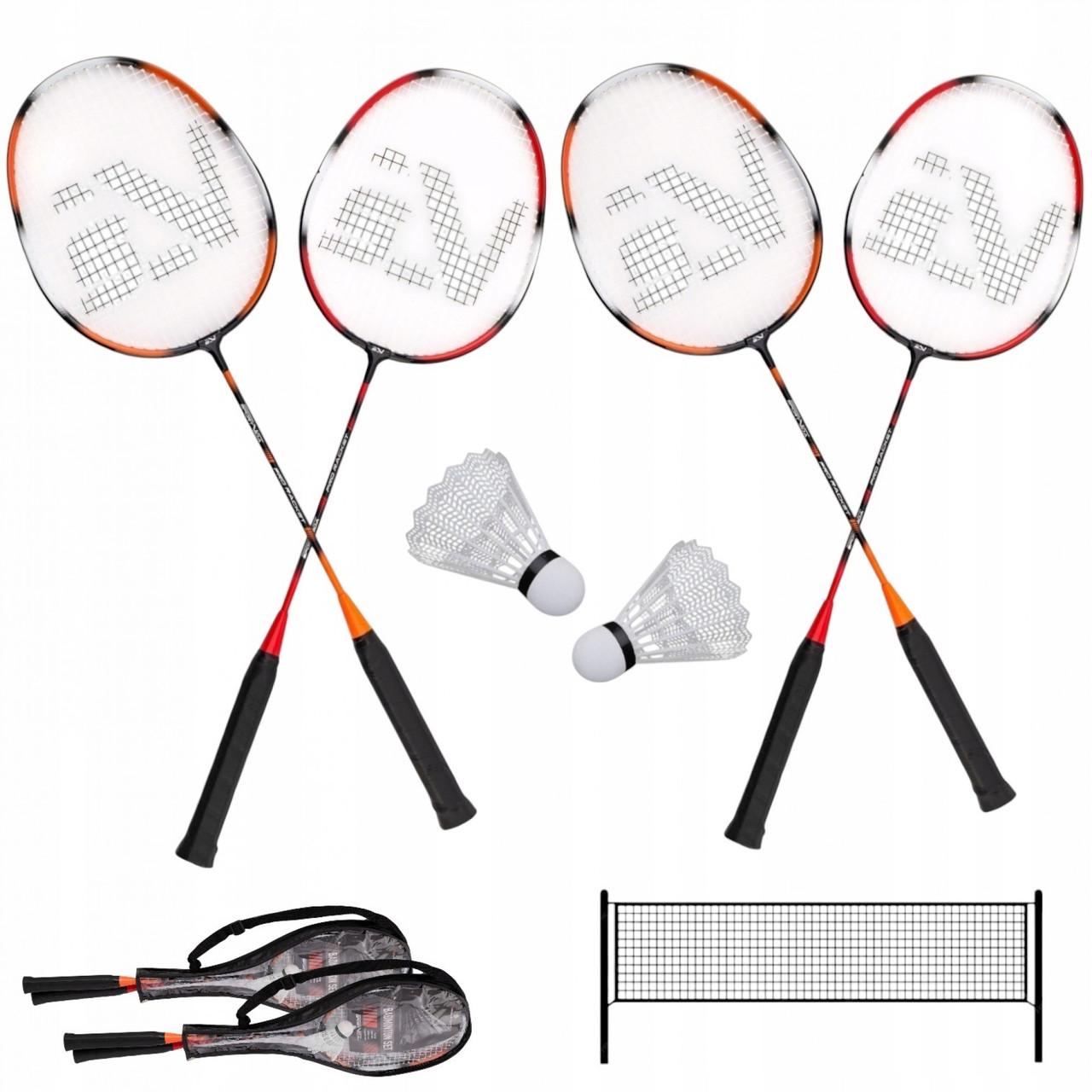 Набір для бадмінтону SportVida Pro ракетки 4 шт./ волани 2 шт./сітка (SV-SE0003)