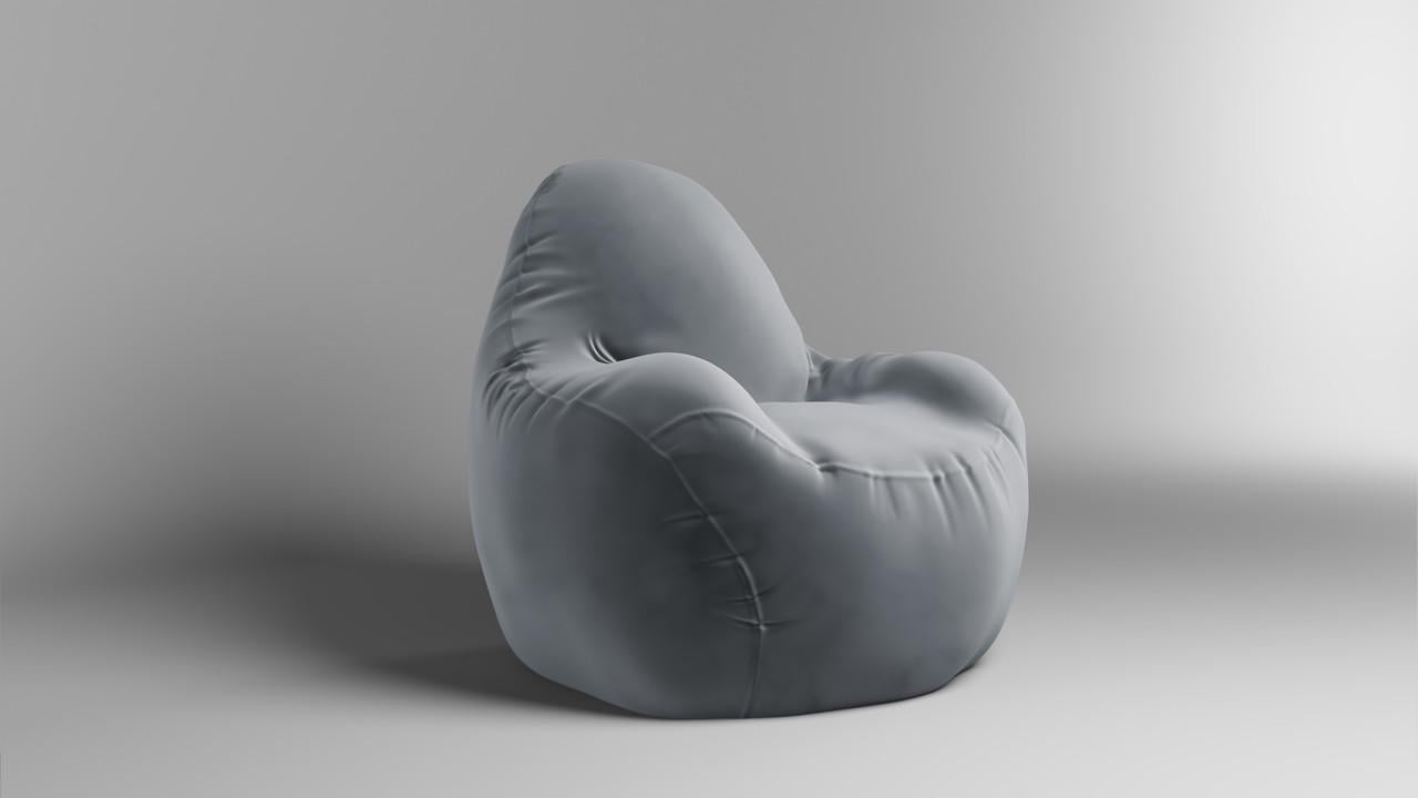 Бескаркасное кресло-мешок SkyPuff Relax Florida 100 см велюр Grey-Blue (2695829375)