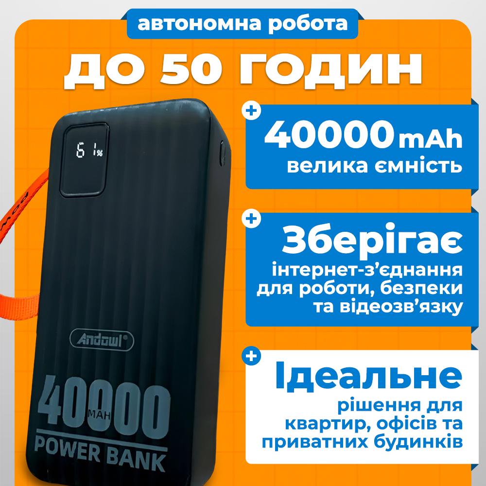 UPS-комплект для роутера Andowl 81 и быстрая зарядка с кабель-переходником USB DC 9/12V 40000 mAh Черный (68389528) - фото 3