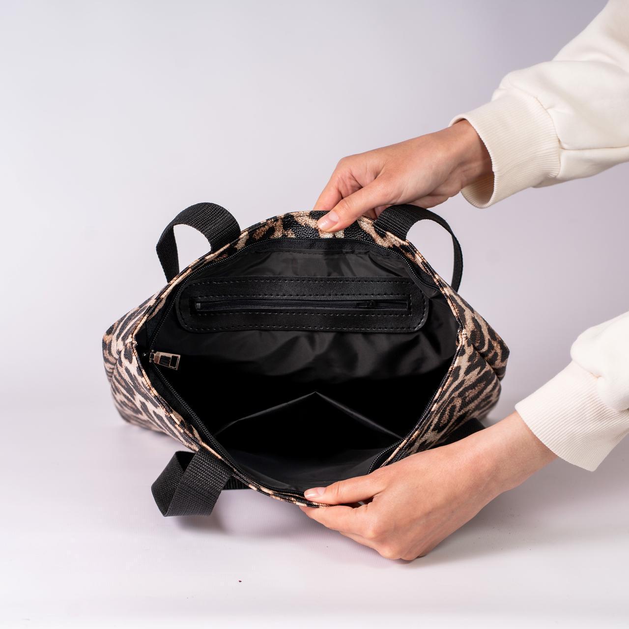 Сумка женская шопер леопард XENIA № 35-24 из эко-кожи Бежевый - фото 3 Сумка женская шопер леопард XENIA № 35-24 из эко-кожи Бежевый - фото 3